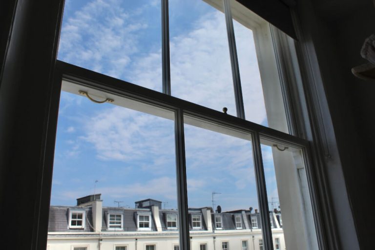 Internal view of a replacement sash with vacuum insulated glass