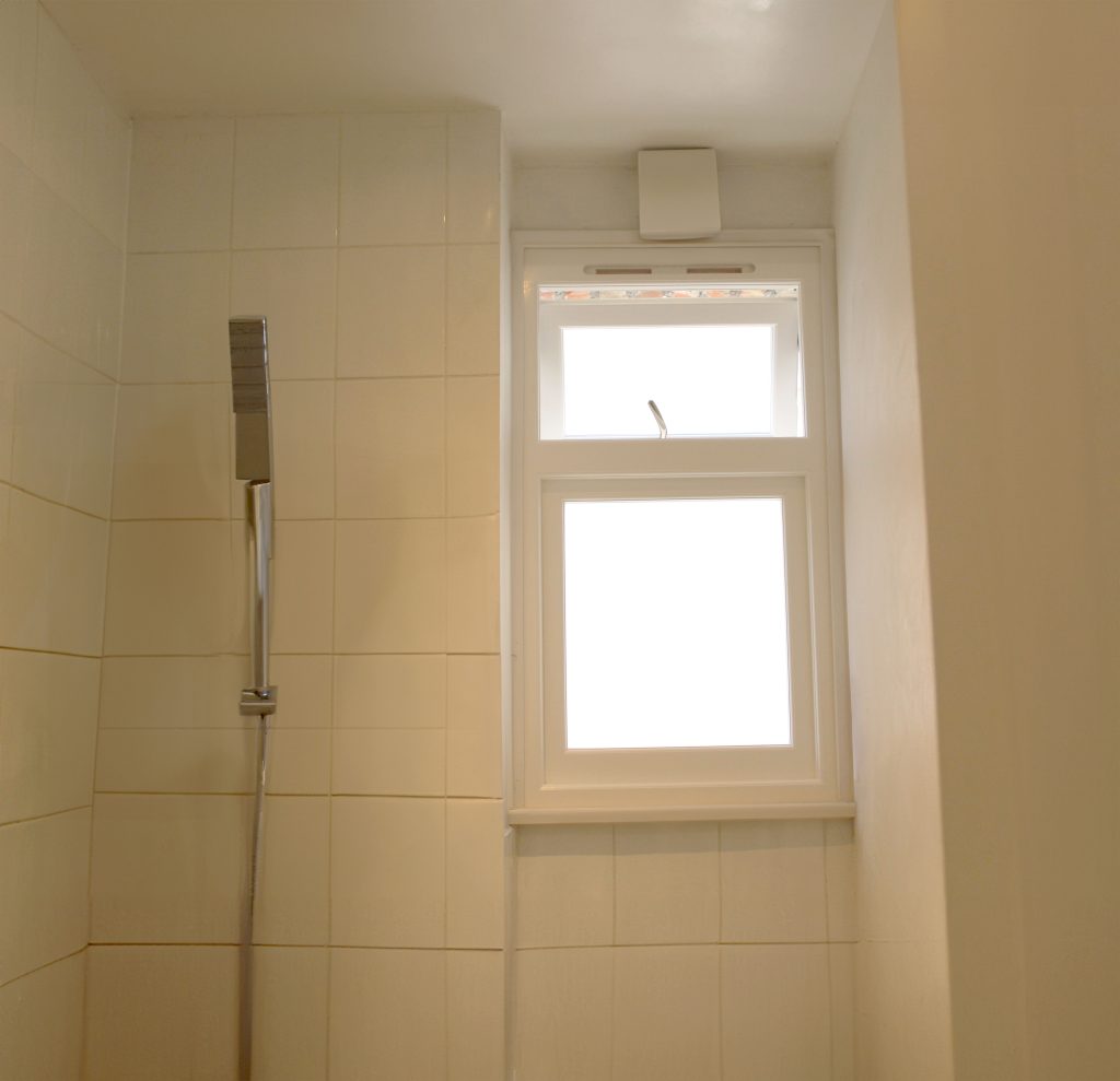 Internal view of a new casement window in the bathroom
