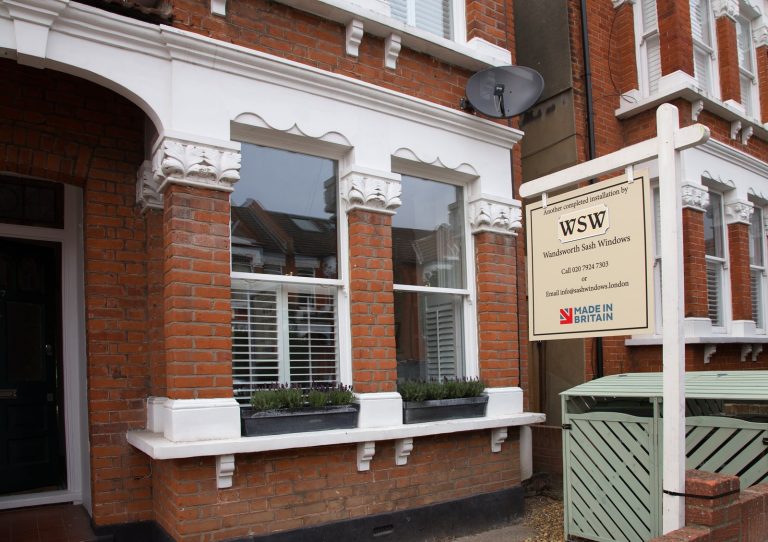 External view of new sash windows fitted in Clapham