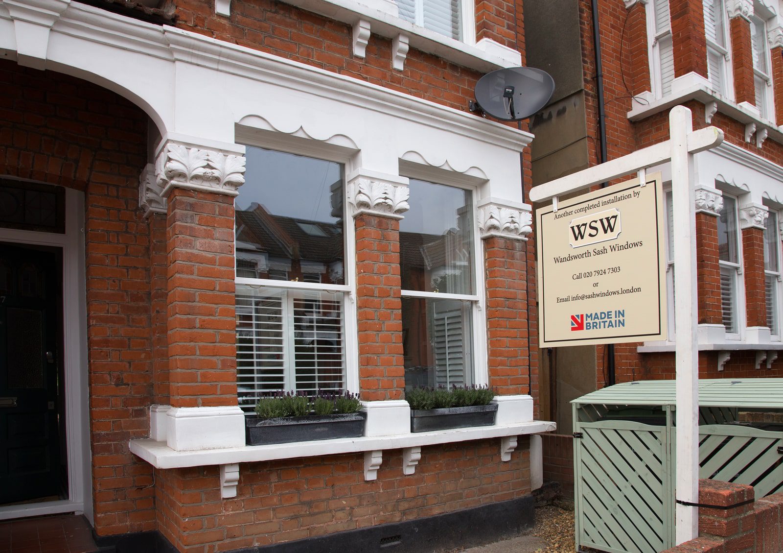 External view of new sash windows fitted in Clapham