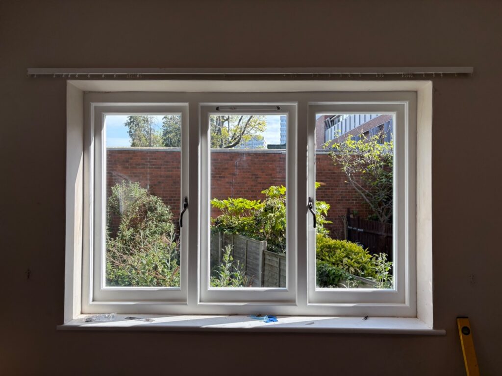 Internal view of a new casement window