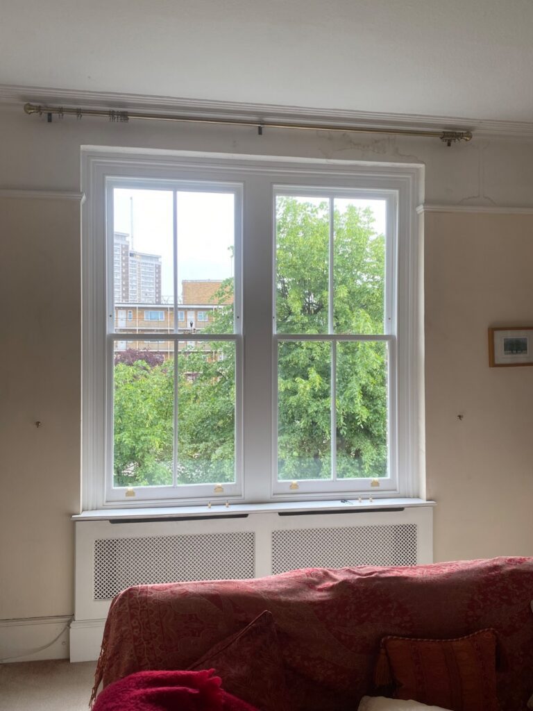 Newly installed timber sash windows