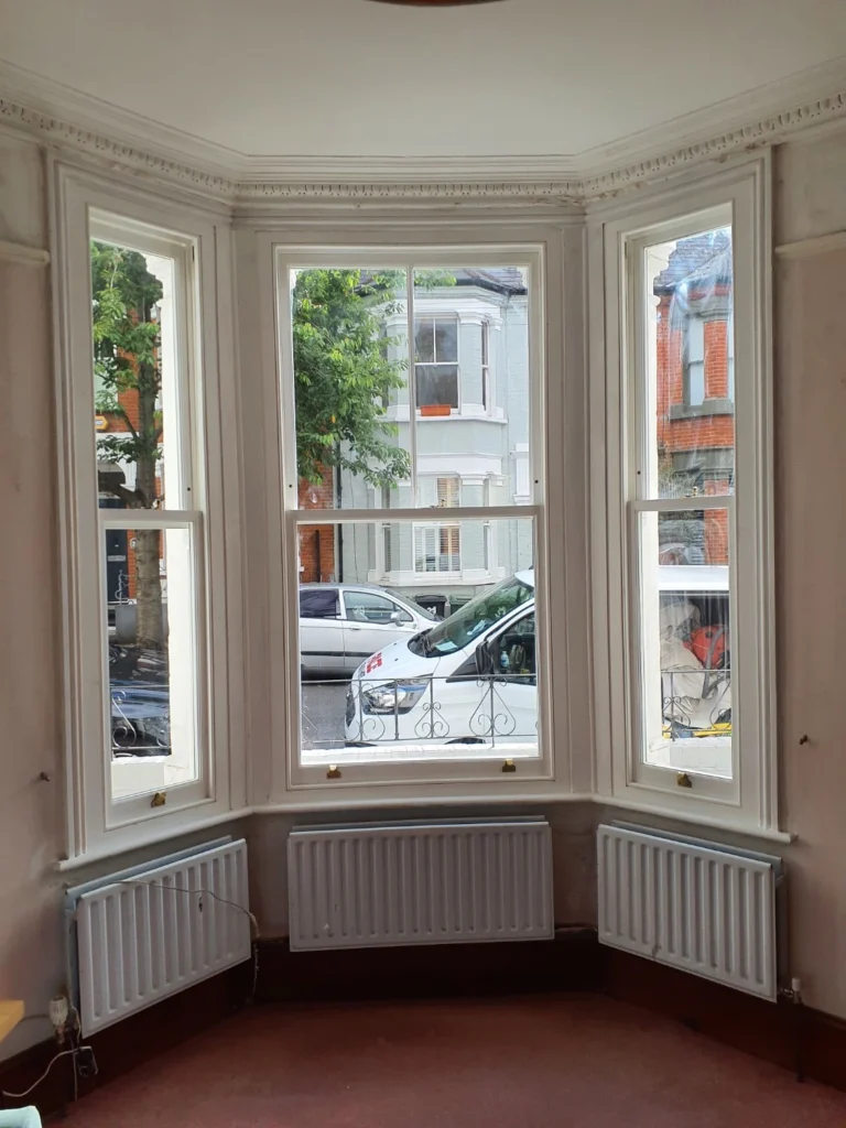 Internal view of new timber sash window bay