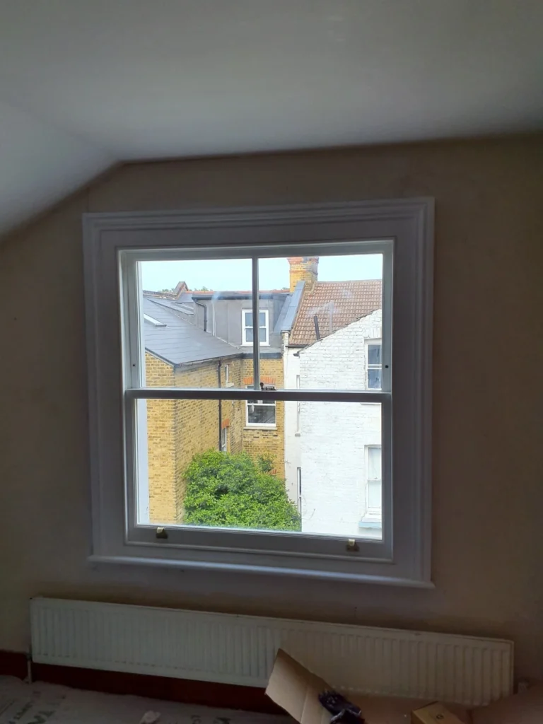 Internal view of timber sash window replacement